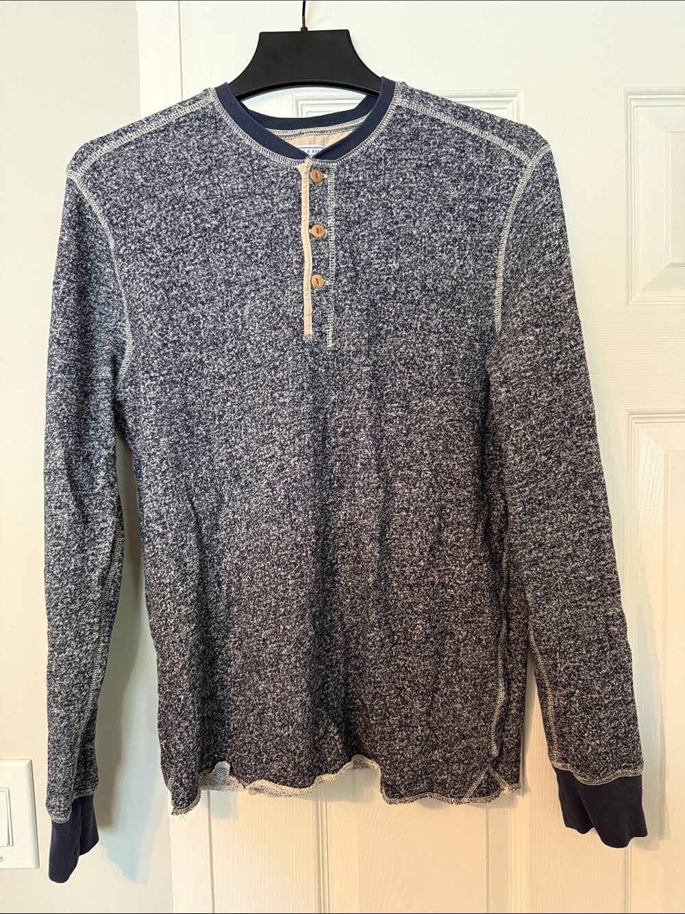 J. Crew Navy Heather Long-Sleeve Henley with Contrast Trim
